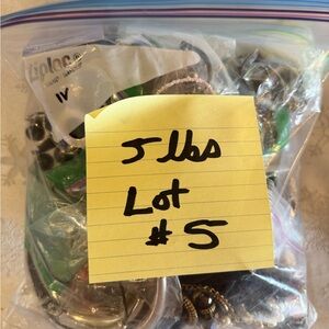 5 lbs Craft Jewelry Vintage Lot 5 not wearable beads rhinestones glass assorted